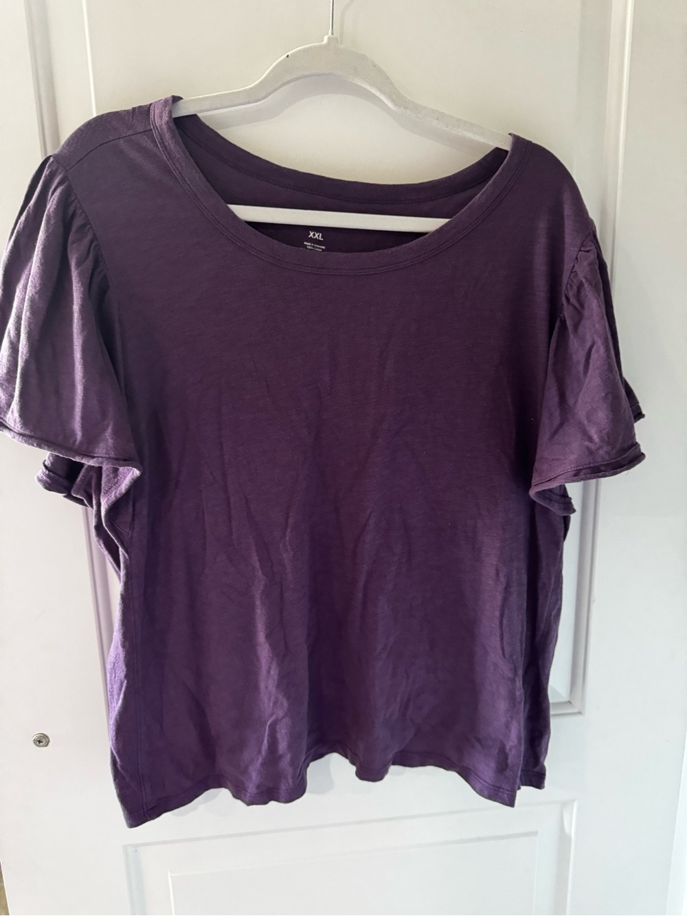 Sonoma Purple Short Sleeve Ruffle Sleeve Tee